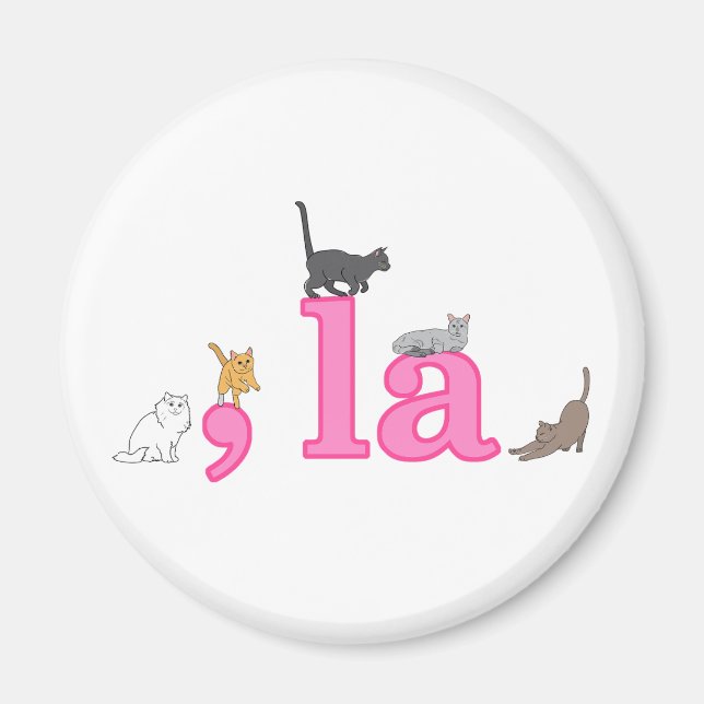 Roligt Cats for Kamala Harris Rosa Comma La Magnet (Framsidan)
