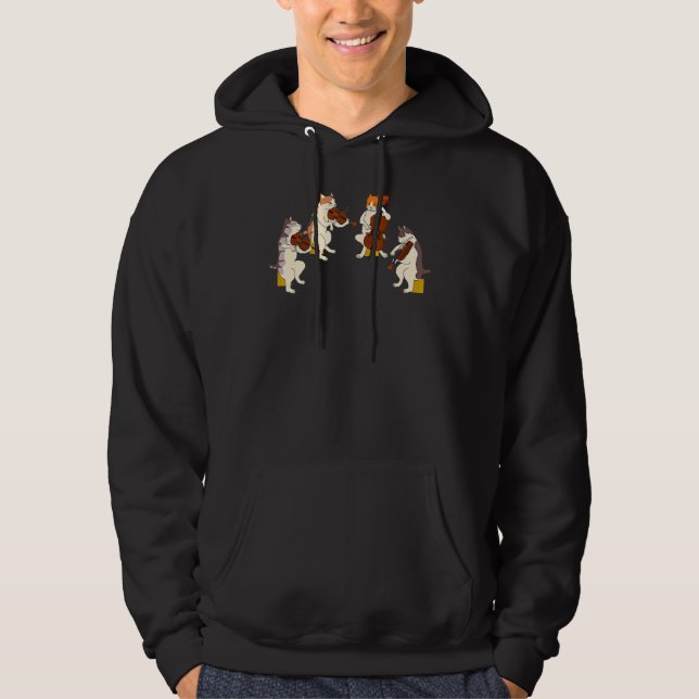 Roligt Cats Pay Violin Cello Music Cat Hoodie (Framsida)