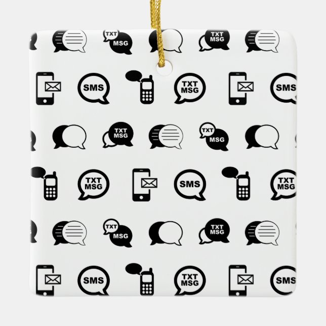 Roligt Cell Mobil text Messaging ANPASSNINGSBAR BG Julgransprydnad Keramik (Framsida)