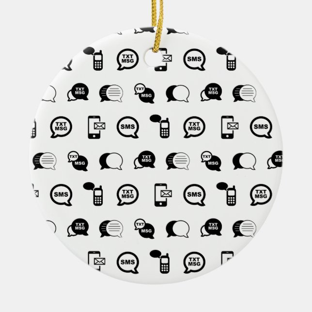 Roligt Cell Mobil text Messaging ANPASSNINGSBAR BG Julgransprydnad Keramik (Framsidan)