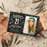 Roligt Chalkboard Doodle Photo Surprise 21:a födel Inbjudningar<br><div class="desc">Roligtens moderna schalkboard-doodle-foto "Shhh.. Det är en överraskning" 21:a födelsedagsbjudandet! Överför bara en bild och anpassa mallen med din egen händelseinformation.</div>