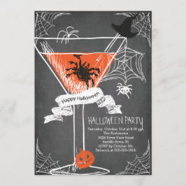 Roligt Chalkboard Spooky Halloween Cocktail Party Inbjudningar