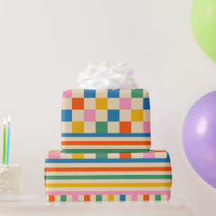 Roligt Check Colorful Checker Rand Retro 80s 90-ta Presentpapper