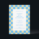 Roligt Checkerboard Light Blue Geometric Birthday Inbjudningar<br><div class="desc">Daglig Roligt Modern schackbräda Geometric Födelsedagsfest inbjudan i ljusblå blått</div>