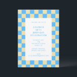 Roligt Checkerboard Light Blue Geometric Birthday Inbjudningar<br><div class="desc">Daglig Roligt Modern schackbräda Geometric Födelsedagsfest inbjudan i ljusblå blått</div>