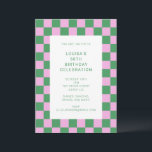 Roligt Checkerboard Rosa Grönt Geometric Birthday Inbjudningar<br><div class="desc">Daglig Roligt Modern schackbräda Geometric Födelsedagsfest inbjudan i Rosa och Grönt</div>