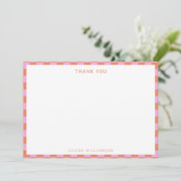 Roligt Checkerboard Rosa Orange Geometric Birthday