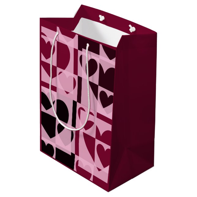 Roligt Checkered Hearts Soft Rosa and Vin Red Red (Baksidan Vinklad)