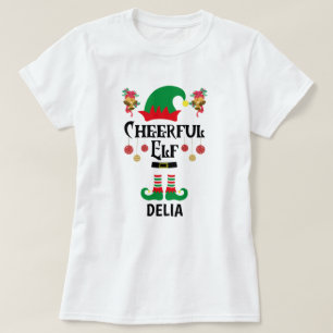 Roligt Cheerful Elf - Knuffa julnamngivningskort T Shirt