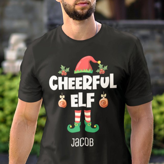 Roligt Cheerful Elf roligt julnamn T Shirt (Skapare uppladdad)