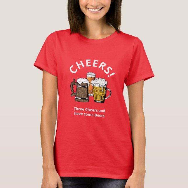 Roligt CHEERS Öl T Shirt (Framsida)
