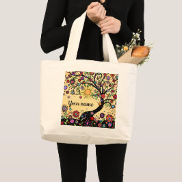 Roligt Cheery Flowers och Whimsical Träd Jumbo Tygkasse
