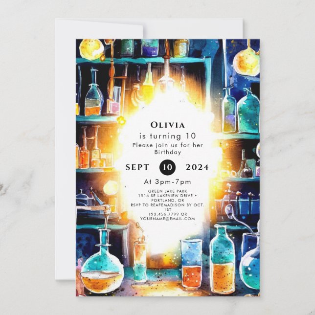 Roligt Chemistry Scientist Birthday Inbjudningar (Framsida)