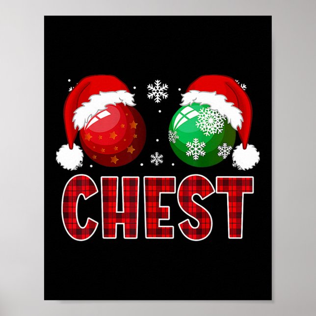 Roligt Chest Nöt jul Shirt Matching Couple Che Poster (Framsidan)