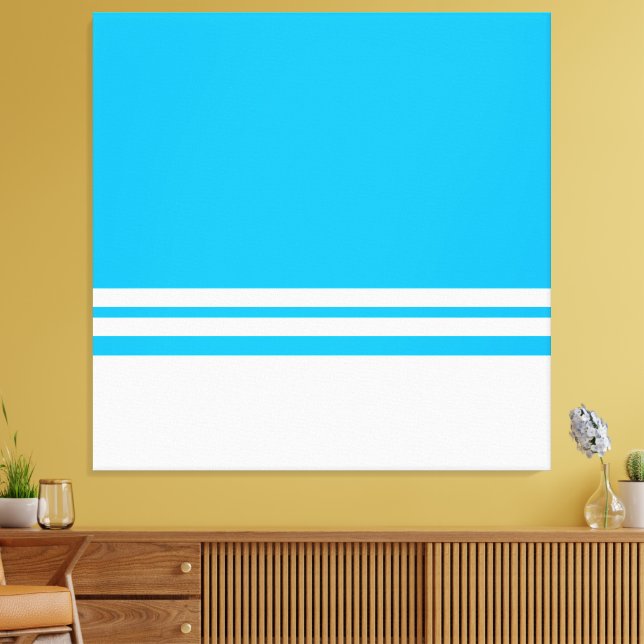 Roligt Chic Blåvit Tävla i Himmel, Rand Canvastryck (Insitu (Vardagsrum))