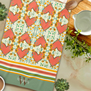 Roligt Chic Blommigt Snyggt HjärtAnpassningsbar In Kökshandduk