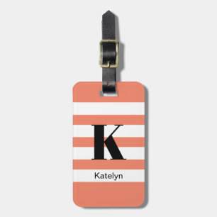 Roligt Chic Peach Rand Monogram Luggage Tag Bagagebricka