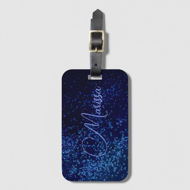 Roligt Chic Personlig Blue Confetti Bagagebricka (Framsida vertikal)