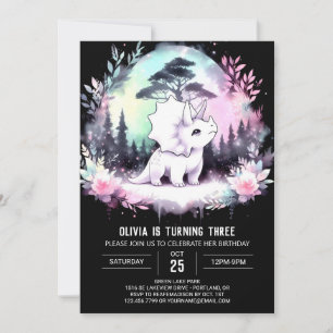Roligt Chic Triceratops Birthday Inbjudningar