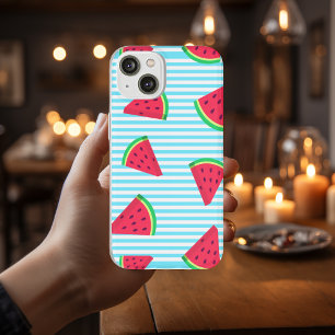 Roligt Chic Watermelon Slices Blue Linjer Mönster