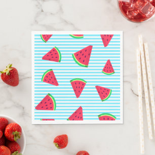 Roligt Chic Watermelon Slices Blue Linjer Mönster Pappersservett