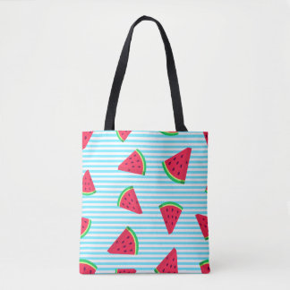 Roligt Chic Watermelon Slices Blue Linjer Mönster Tygkasse