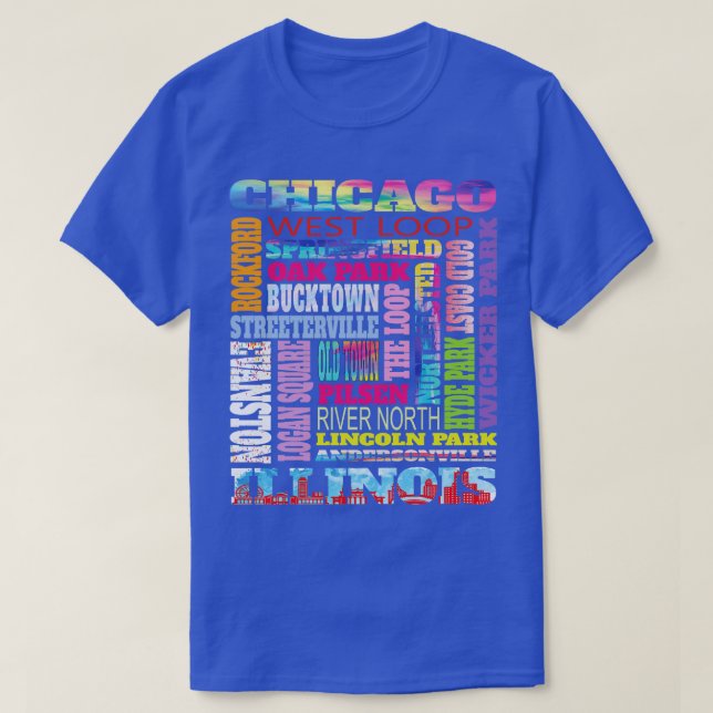 Roligt Chicago Illinois Windy City grannborhoods T T Shirt (Design framsida)