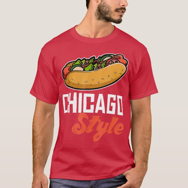 Roligt Chicago Stil Hett Hund Gift Design Idea T Shirt (Framsida)