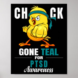 Roligt Chick Borta Teal Ribbon Chicken Warrior Pts Poster