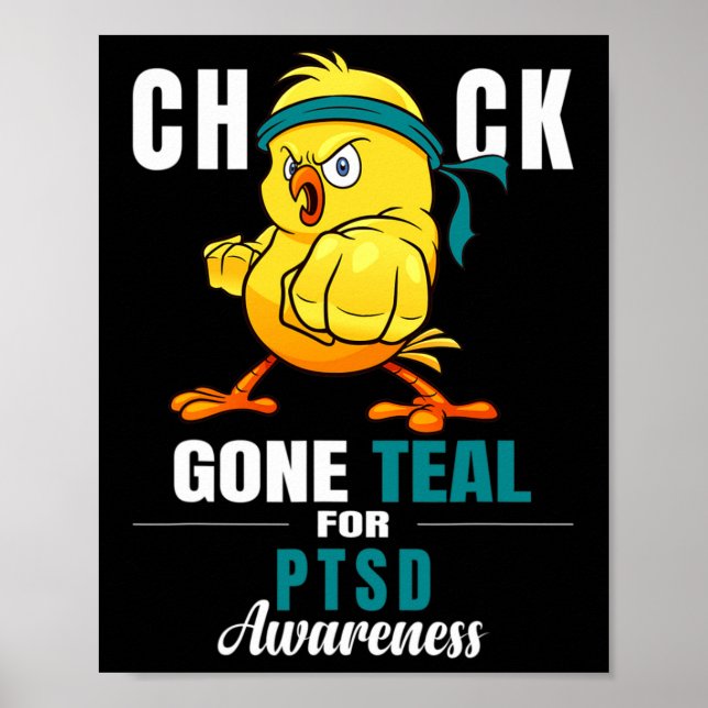 Roligt Chick Borta Teal Ribbon Chicken Warrior Pts Poster (Framsidan)