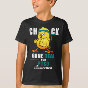 Roligt Chick Borta Teal Ribbon Chicken Warrior Pts T Shirt