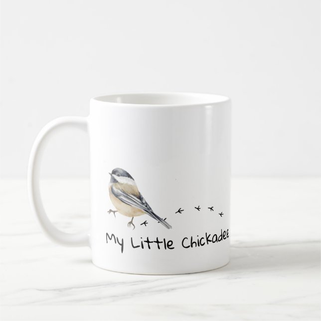 Roligt Chickadee Cute Little Bird Tracks Mugg (Vänster)