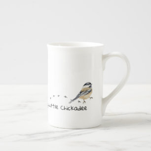 Roligt Chickadee Cute Little Bird Tracks Mugg Benporslin Mugg