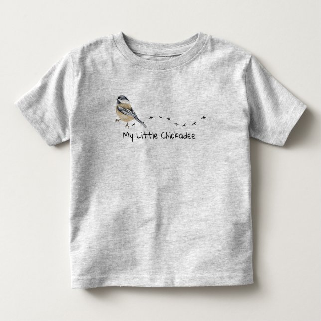 Roligt Chickadee Cute Little Bird Tracks T Shirt (Framsida)