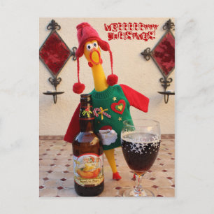 Roligt Chicken julkort! Helg Vykort