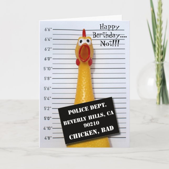 Roligt Chicken Mugshot Birthday Greeting Card! Kort (Framsida)