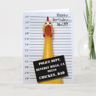Roligt Chicken Mugshot Birthday Greeting Card! Kort