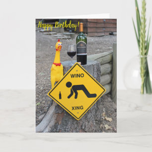 Roligt Chicken Wino Xing Birthday Card! Kort