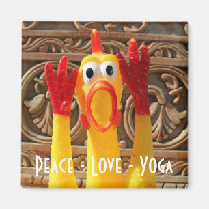 Roligt Chicken Yoga Magnet! Magnet