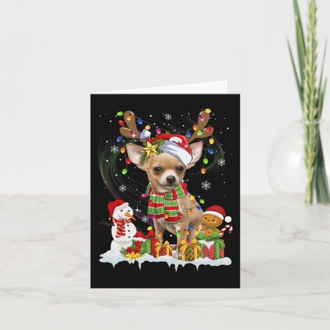Roligt Chihuahua jul Ugly Hund Santa Hat Ljus Kort (Framsida)