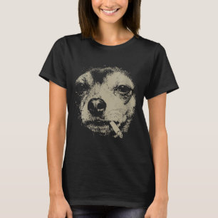 Roligt chihuahua-meme med kvinna hund som röker ci t shirt