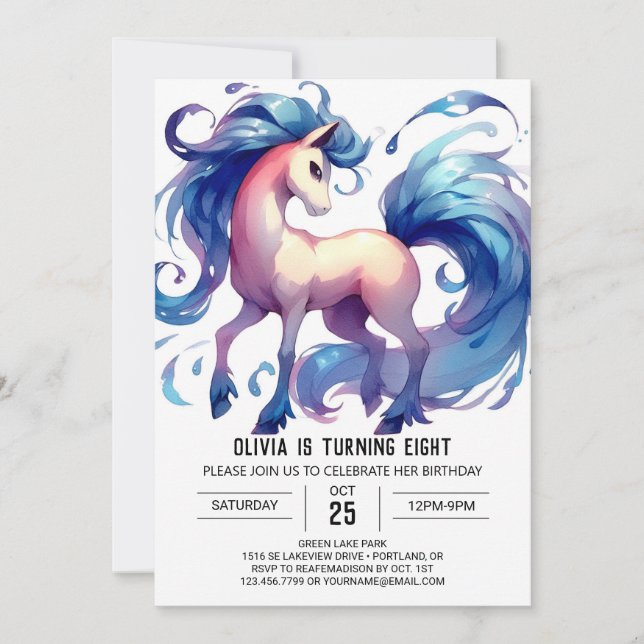 Roligt Children Horse Birthday Inbjudningar (Framsida)