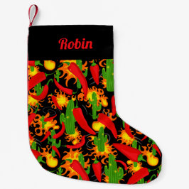 Roligt Chili Pepper, Cactus och Fire Personlig Liten Julstrumpa