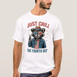 Roligt Chill ut fjärde utsidan - Patriotic Raccoon T Shirt