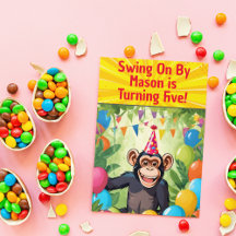 Roligt Chimpanzee Barn Vild Jungle Birthday