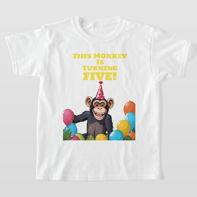 Roligt Chimpanzee Barn Vild Jungle Birthday T Shirt (Laydown)