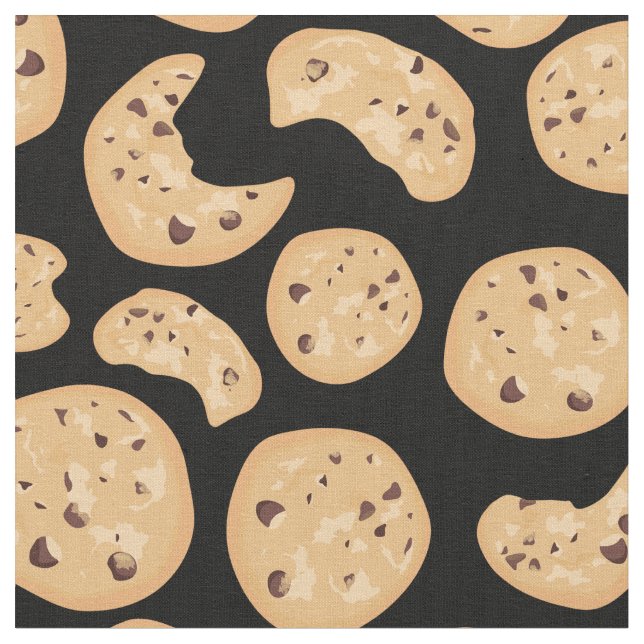 Roligt Chocolate Chip Cookies Mönster Tyg (Närbild)