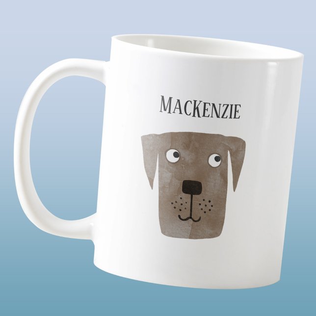 Roligt Chocolate Labrador Retriever Hund Personlig Kaffemugg (Personalized Chocolate Labrador Retriever Dog custom name coffee mug)