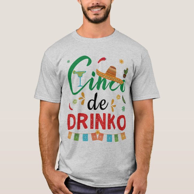 Roligt Cinco de Drinko Cinco de Mayo Present Drick T Shirt (Framsida)