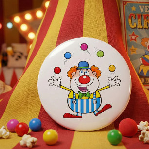Roligt Circus Clown Juggling Bollar Knapp